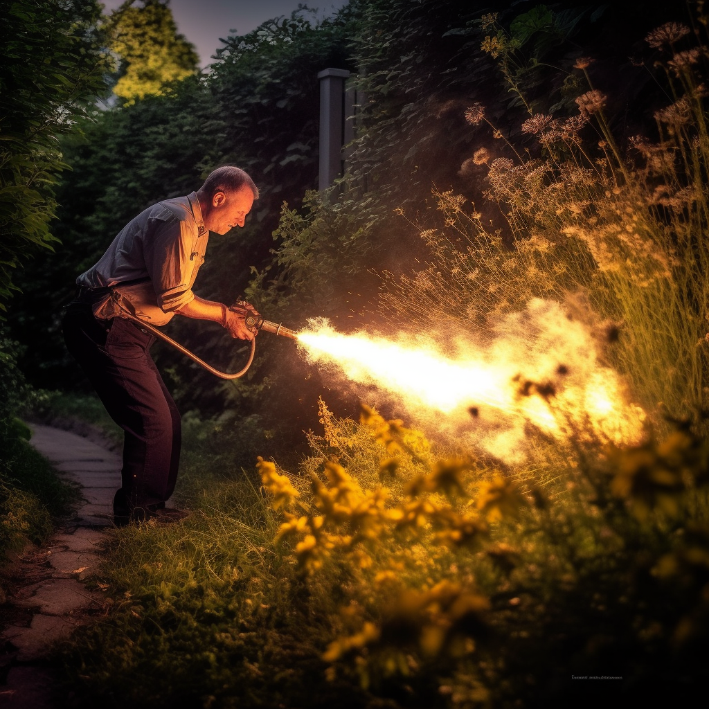 man burning weeds